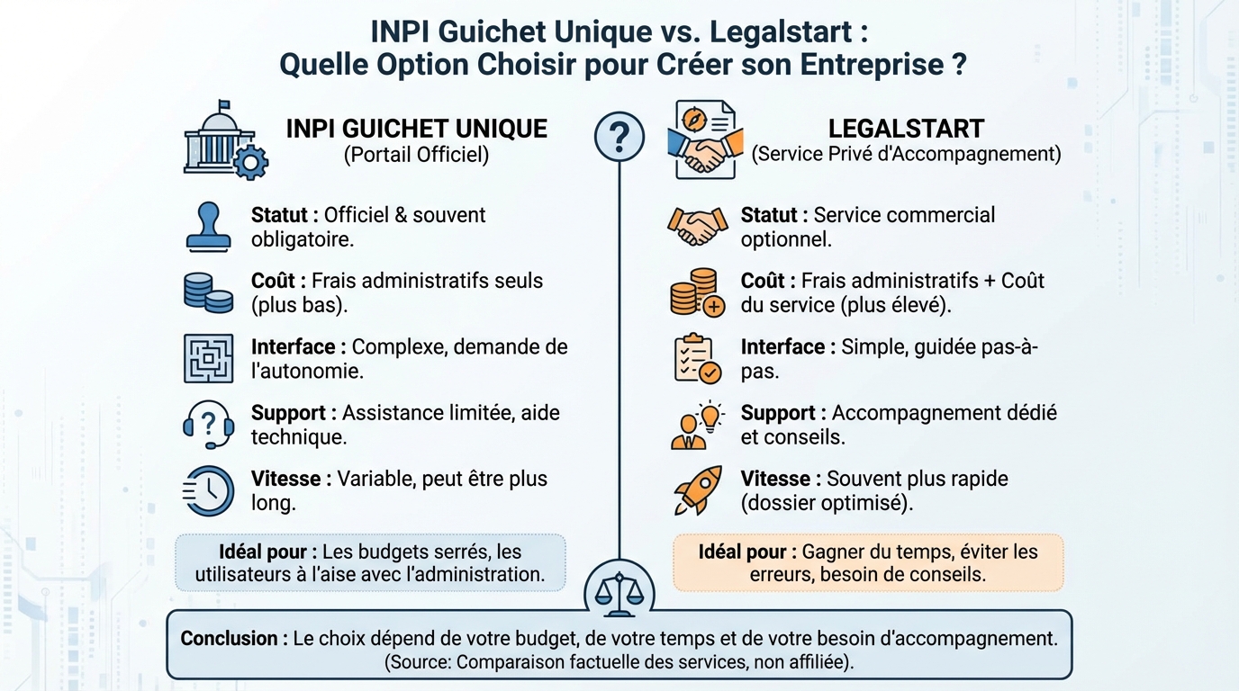 Inpi guichet unique ou legalstart : quelle option choisir ? 1 Comparaison des coûts